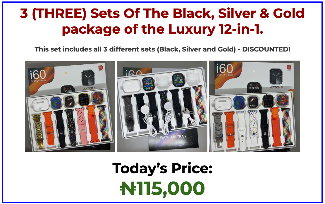 (THREE) Sets Of The Black, Silver & Gold package of the Luxury 12-in-1